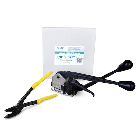 Idl Packaging 5/8" Steel Strapping Kit, 200 Ft. Sealless Combination Tool U.SSK.58.200